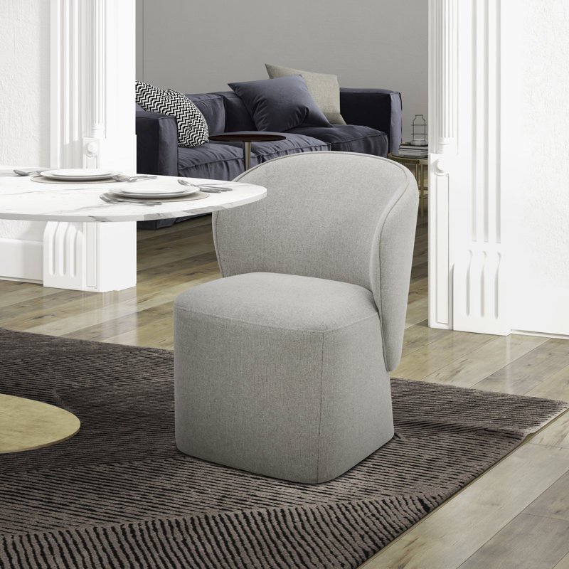 Faouzi Accent Dining Chair W/ Casters, Gray Polyester