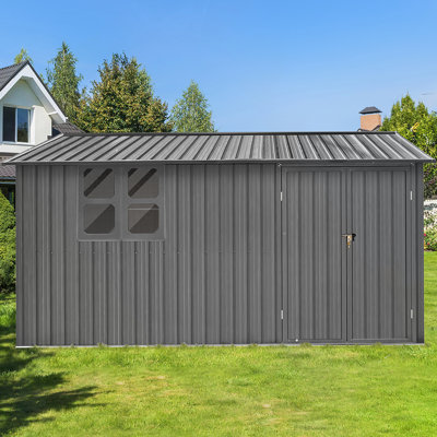 Remise de jardin en métal, remise extérieure avec fenêtre