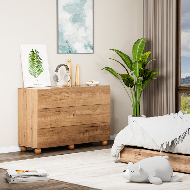 Commode 6 tiroirs 6 tiroirs l 47,24 po, Naturel