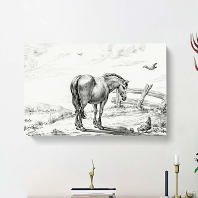 Horse in a Meadow by Jean Bernard - Wrapped Canvas