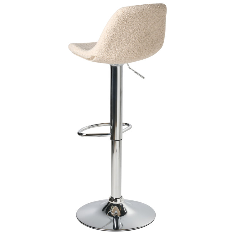 Swivel Upholstered Adjustable Height Counter Stool with Metal Frame, Beige Boucle