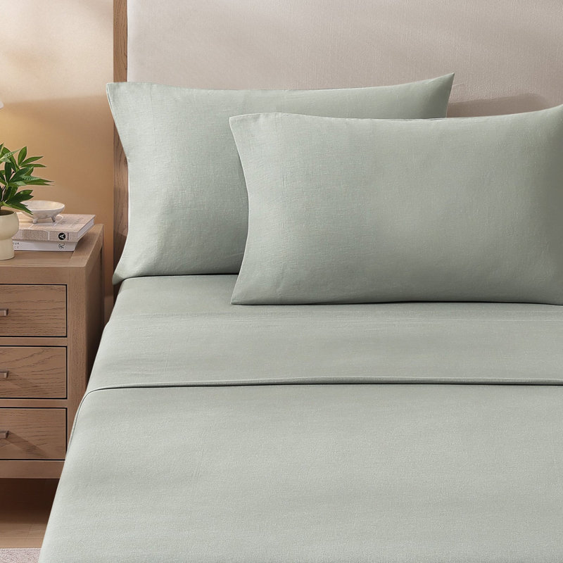 Egyptian Cotton-European Linen Sheet Set, Queen Sheet Set with 2 Pillowcases, Dusk