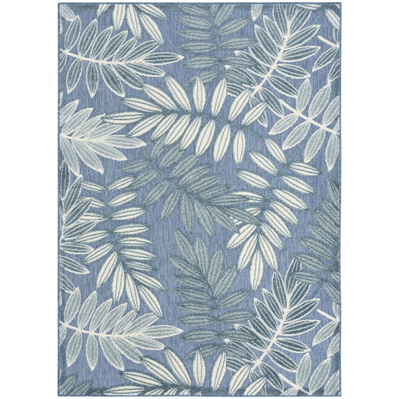 Lakesha 3'6" x 5'6" Blue Modern Rug, Rectangle 3'6" x 5'6"