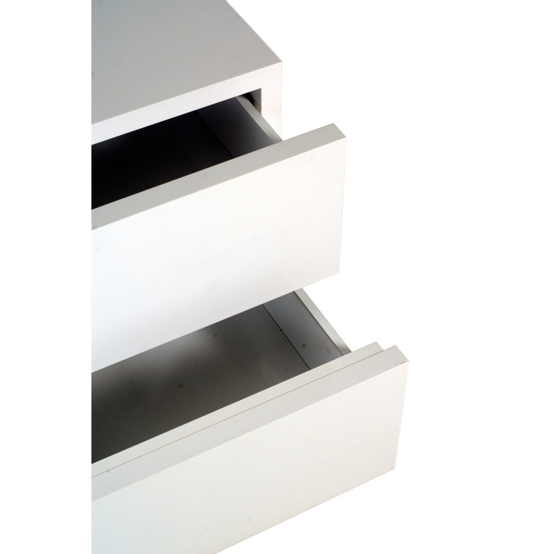 Table de chevet 2 tiroirs Aurora, Blanc pur