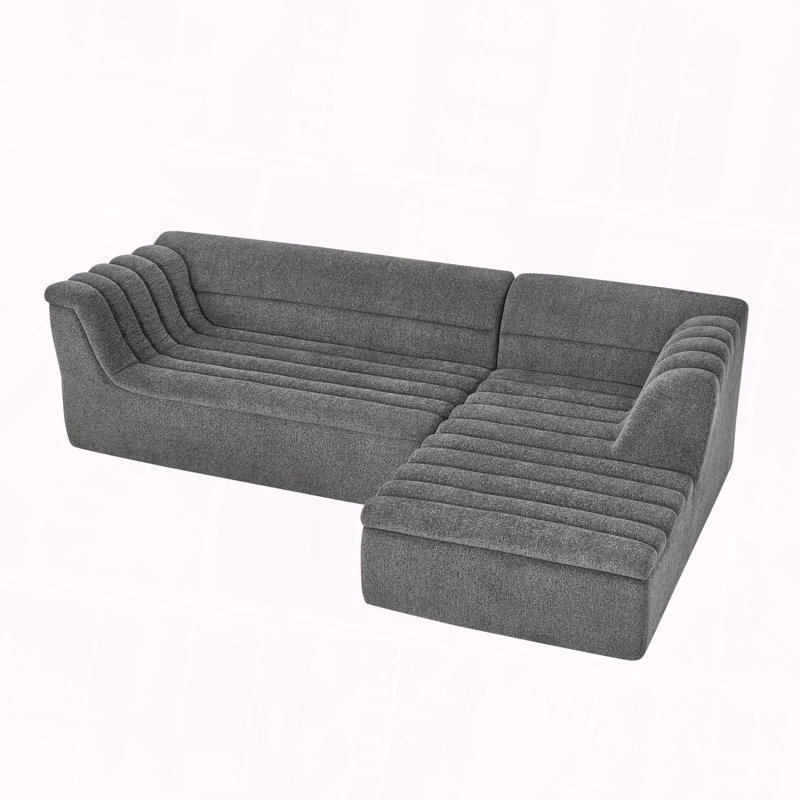 Méridienne modulaire en L Chenille, Gris foncé