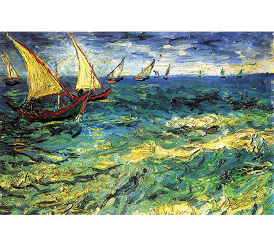 «Paysage marin avec voiliers» par Vincent van Gogh, reproduction d'art