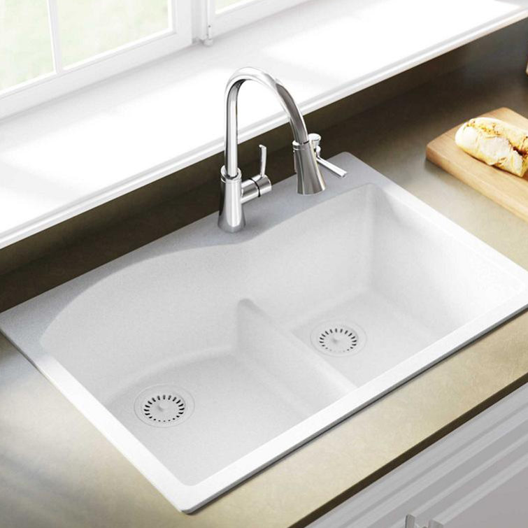 Quartz Classic 33" x 22" x 10" Double Basin Drop-In Kitchen Sink