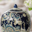 Pot à gingembre botanique avec couvercle, motifs floraux bleu blanc, 11 pouces