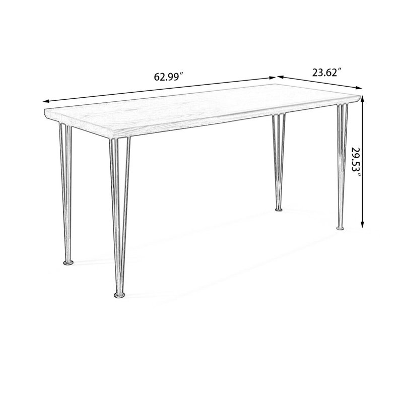 Bureaux rectangulaires bruns en bois massif, H 29,53 po x l 62,99 po x P 23,62 po 