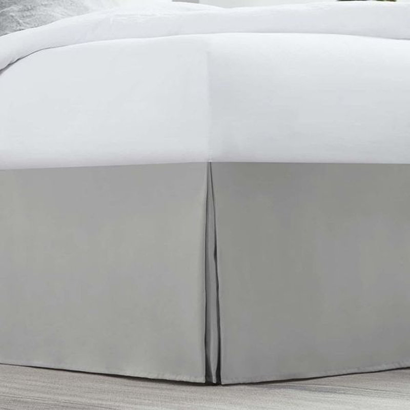 Light Gray Polyester Queen Split Corner Bedskirt