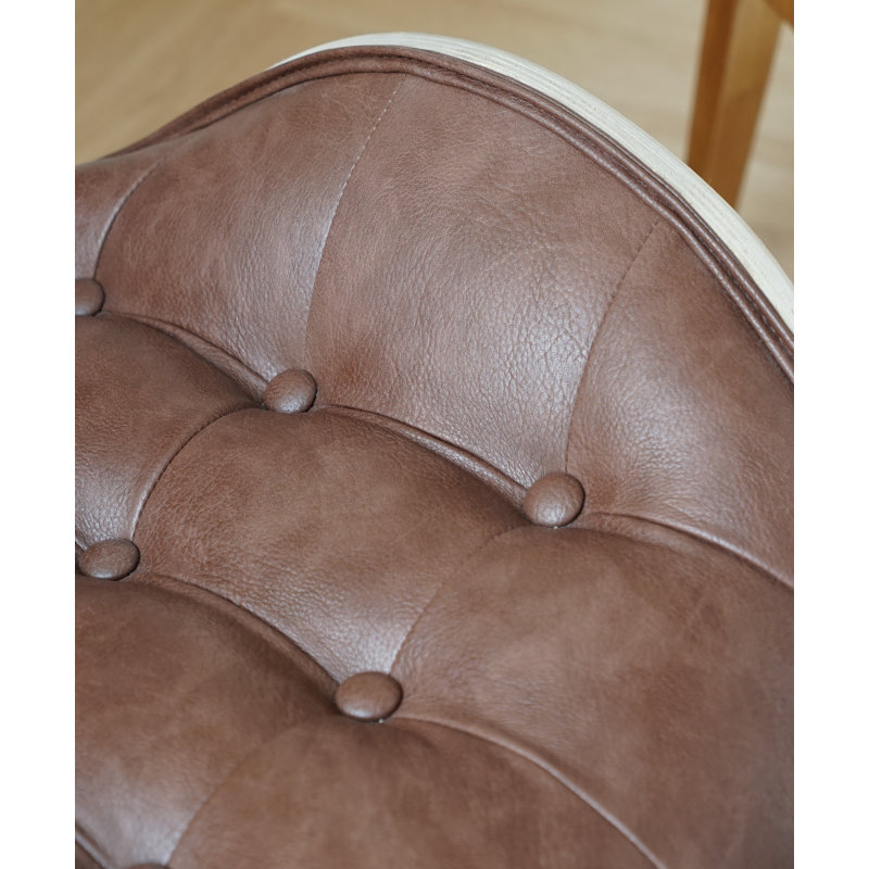 Jeyshan Upholstered Lounge Chair and Ottoman, Dark Brown Faux Leather