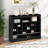 Sleek Design 24 Shoe Cubby Console, Modern Storage Cabinet With Curved Base, Versatile Sideboard For Hallway, Bedroom, Living Room-1131831675