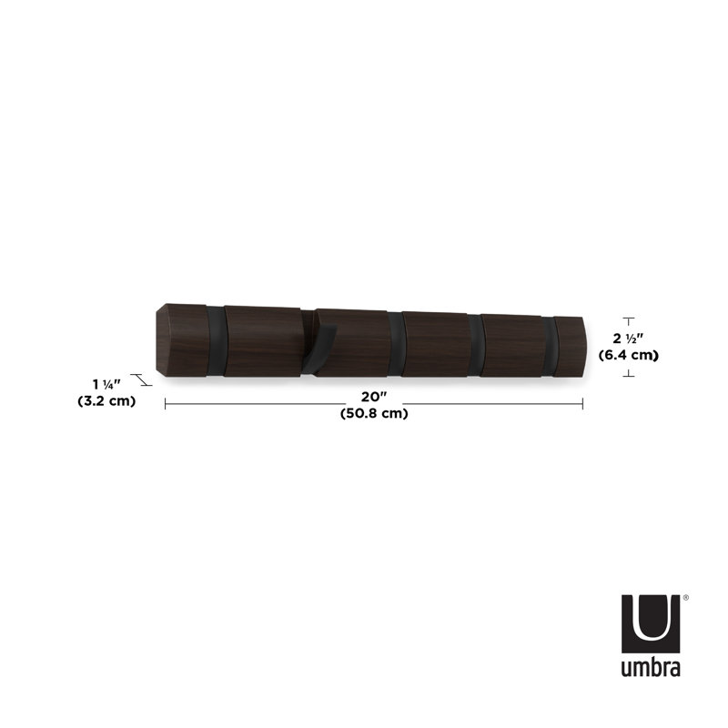 Flip 5 - Hook Coat Rack, Walnut/Black