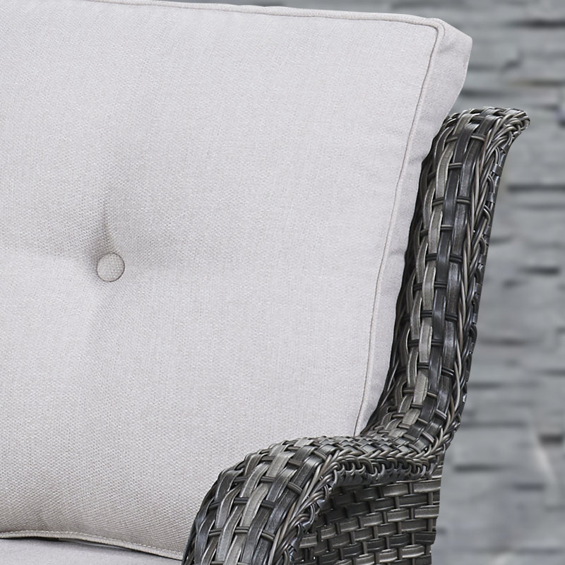 Chaise berçante en osier avec coussins Schutt, Beige