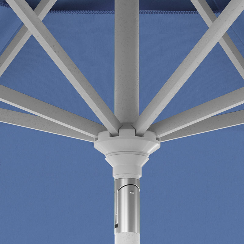 Parasol de patio blanc mat 11 pi., Bleu givré