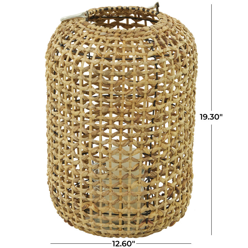 Lanterne en métal Cole and Grey, H 19,3 po x l 12,6 po x P 13,05 po, Brun naturel