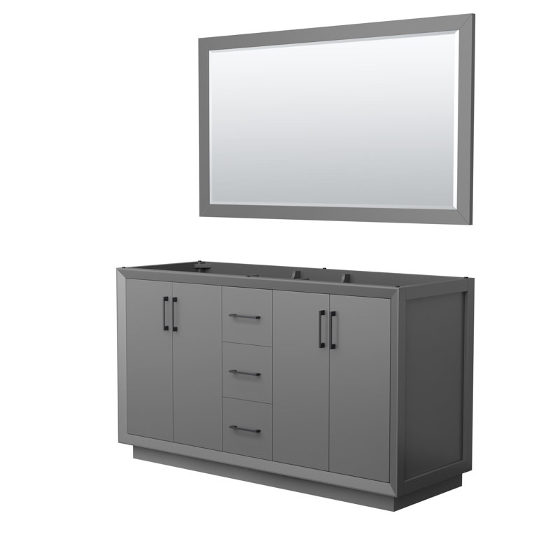 Strada 59.25'' Double Bathroom Vanity Base Only, Dark Gray/Black