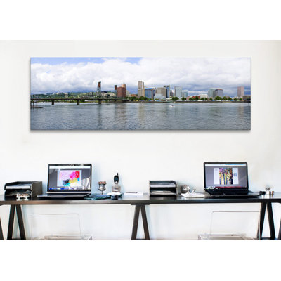 " Skyline as seen from the Vera Katz Eastbank Esplanade, Willamette River, Portland, Multnomah County, Oregon, USA #3 " Color Photography