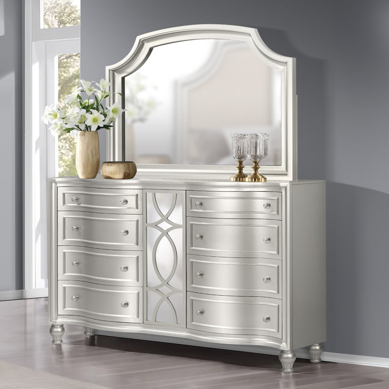 Commode en bois avec miroir Marila, gris
