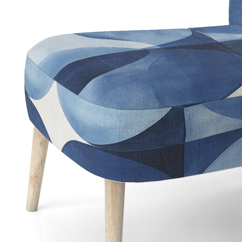Abstract Shapes Accent Chair - Blue Minimal Curves IV Side Chair, Side Chair Armless