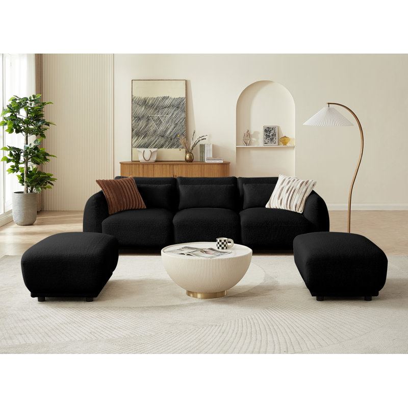 Upholstered 99.9'' Sofa, Black Wool
