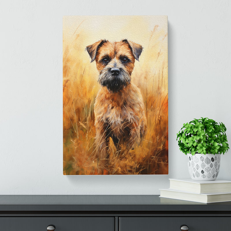 Border Terrier Impressionism No.2 - Wrapped Canvas, 60cm H x 40cm W x 3cm D