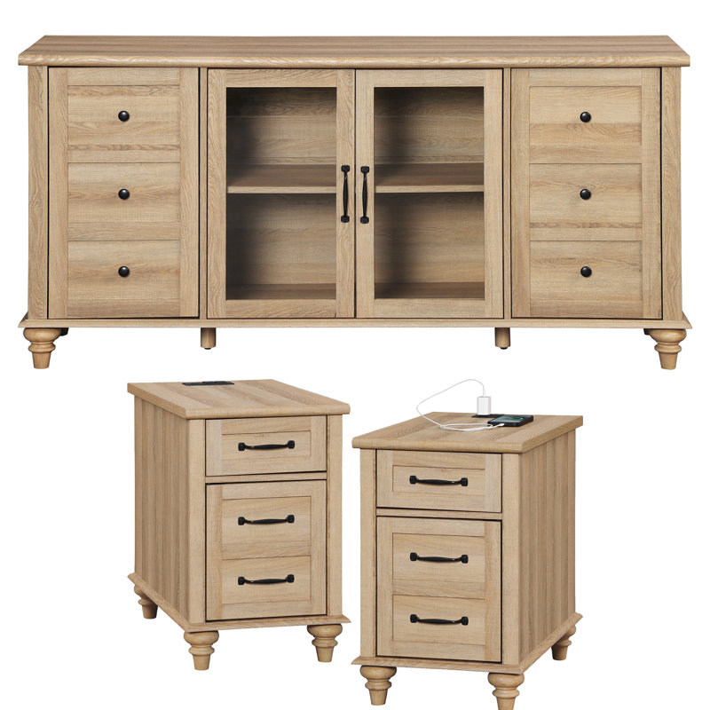 Ensemble de tables basses 3 pièces Aarin, Brun
