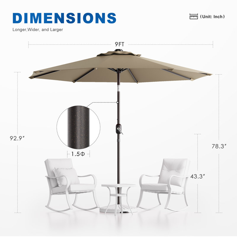 Parasol de marché 108 po Dopp, Taupe