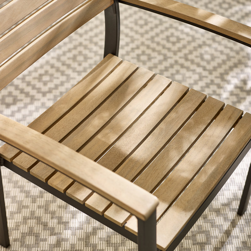 Chaises de salle à manger d'extérieur en bois massif et métal Elsner