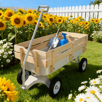 All-Steel Utility Wagon with Removable Panels, 176 lbs Capacity Foldable Garden Cart