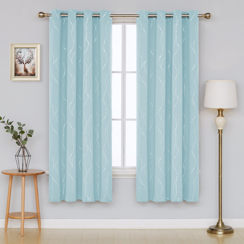 Cohmer Room Darkening Curtain Pair, 42" W x 72" L, Sky Blue
