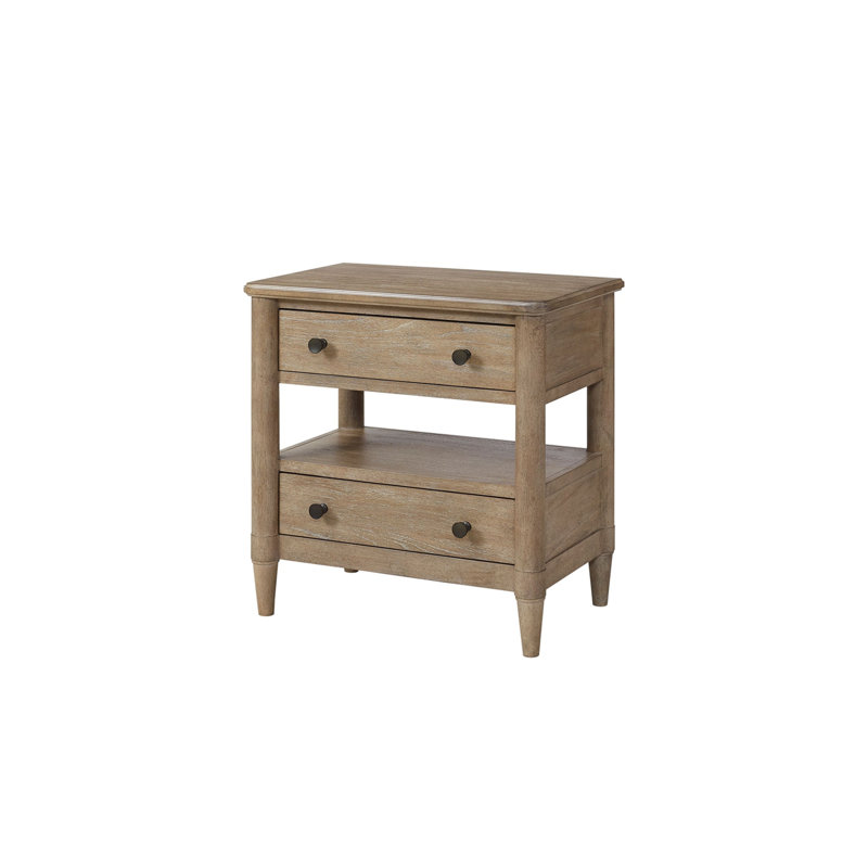 Table de chevet ouverte avec 2 tiroirs, Sable