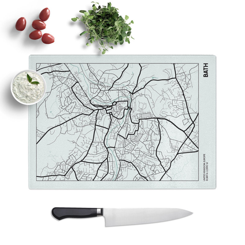Map Bath UK Chopping Board, 20cm W x 28.5cm L