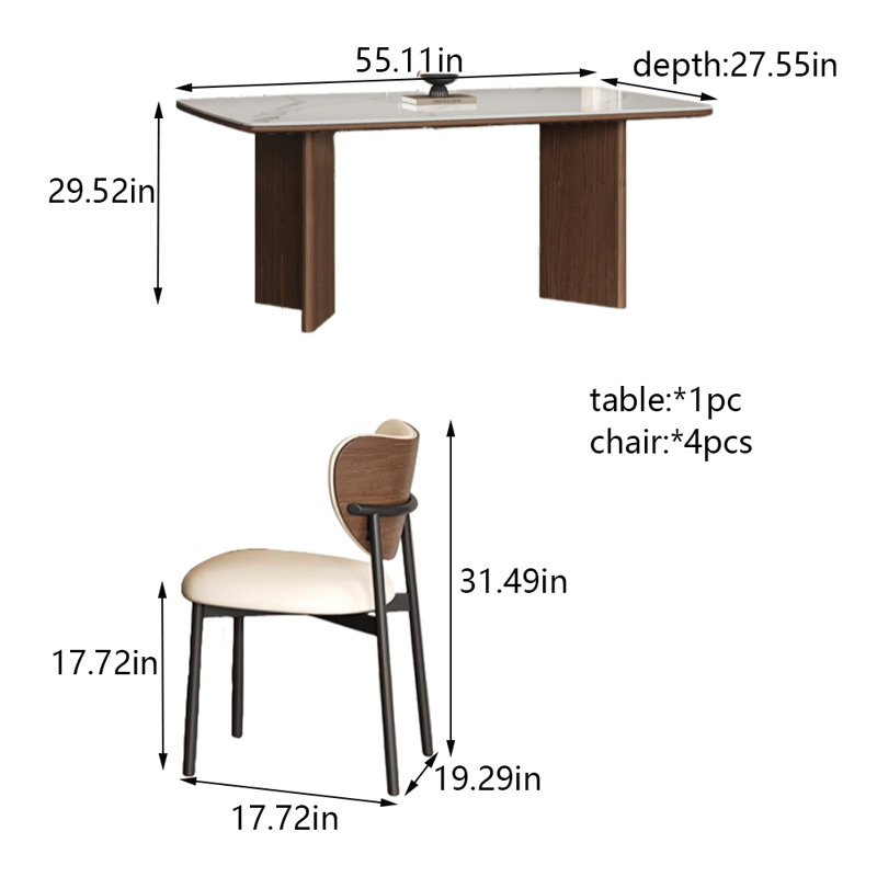 Ensemble de table et chaises Rock Rock, H 29,52 po x L 55,11 po x l 27,55 po