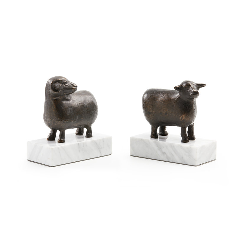 Sheep Bookends (Pair), Bronze