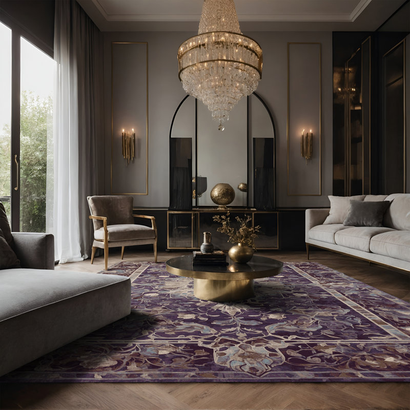 Tapis gris soyeux et moelleux, Rectangulaire 3 pi x 5 pi
