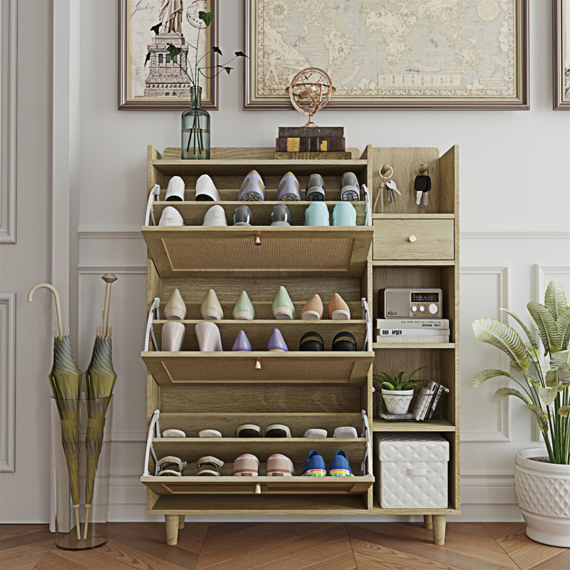 Armoire à chaussures de style bohémien, Bois naturel