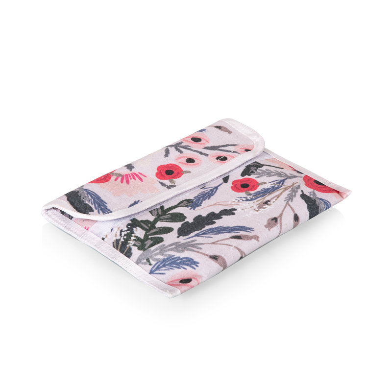 Floral Canvas and Willow Picnic Basket with Leatherette Strap