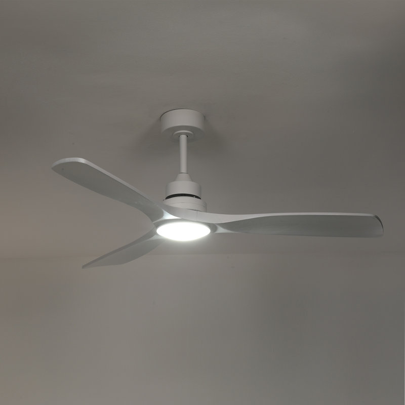Karlena 52'' Ceiling Fan With LED Lights And Remote Control (Set of 2), White Wood, White