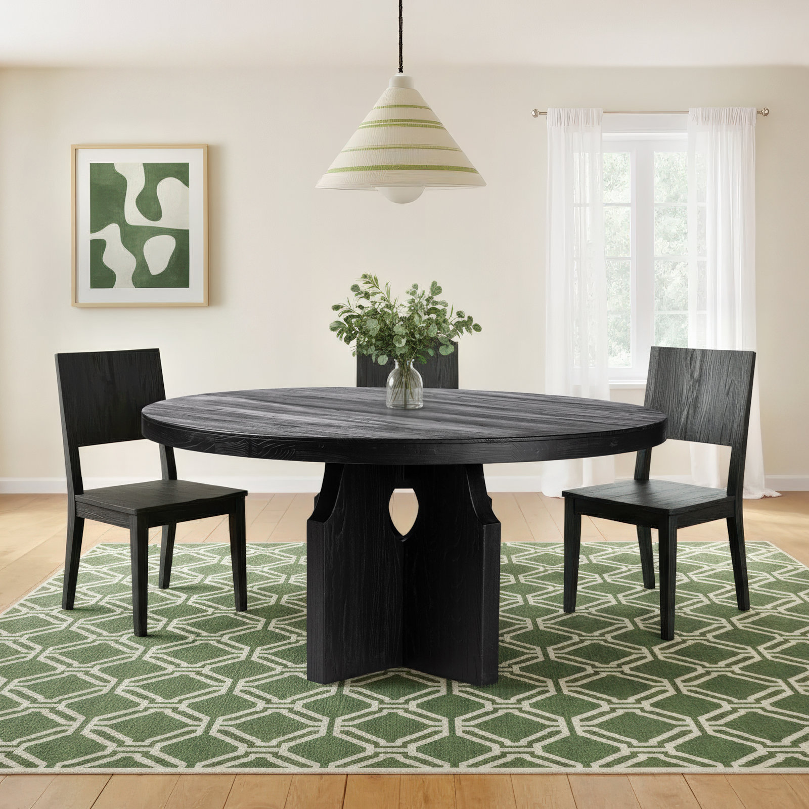 Ludivine 60" Solid Wood Dining Table, Black Elm
