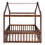 Structure de lit en bois pleine grandeur avec clôture, noyer, pour, adolescents, pin, espace de jeu et de sommeil, conception semi-fermée en noyer de pin, aire de repos, espace de repos-105350622-105350616