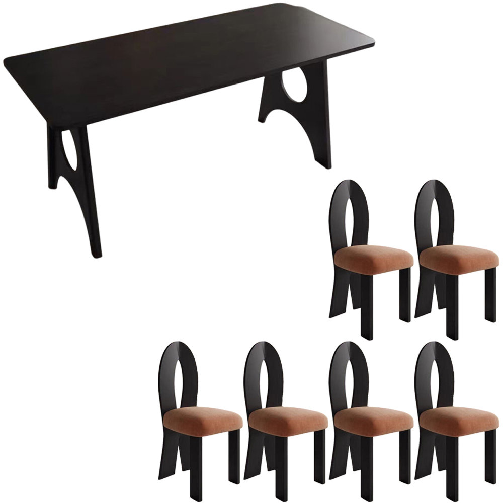 Waagy Modern simple black solid wood dining table set - Wayfair Canada