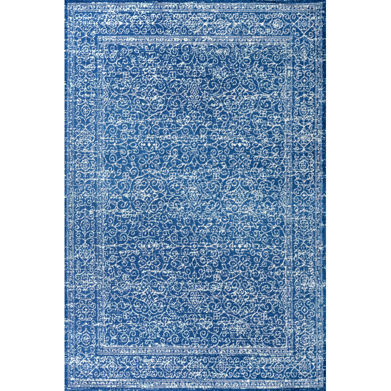 Neder Filigree Blue Rug, Rectangle 3' x 5'