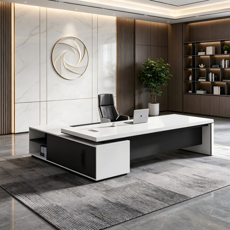 Bureau de direction contemporain blanc
