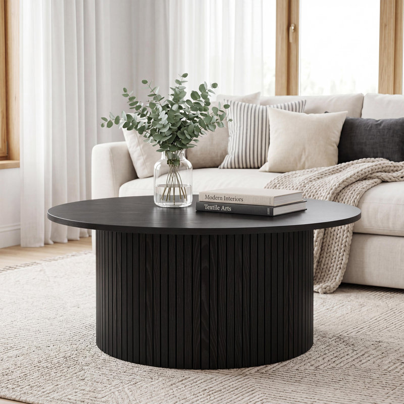Table basse à tambour Mid-Century, Noir