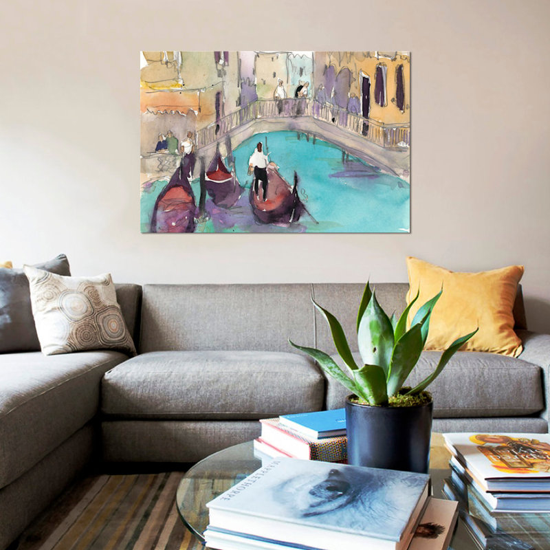 «Venice Plein Air V», reproduction sur toile, H 26 po x l 40 po x P 1,5 po, Toile tendue, Pas de tapis