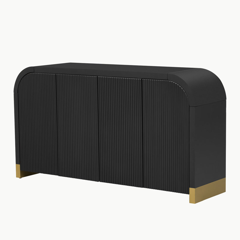 4-Door Storage Console Table, Black