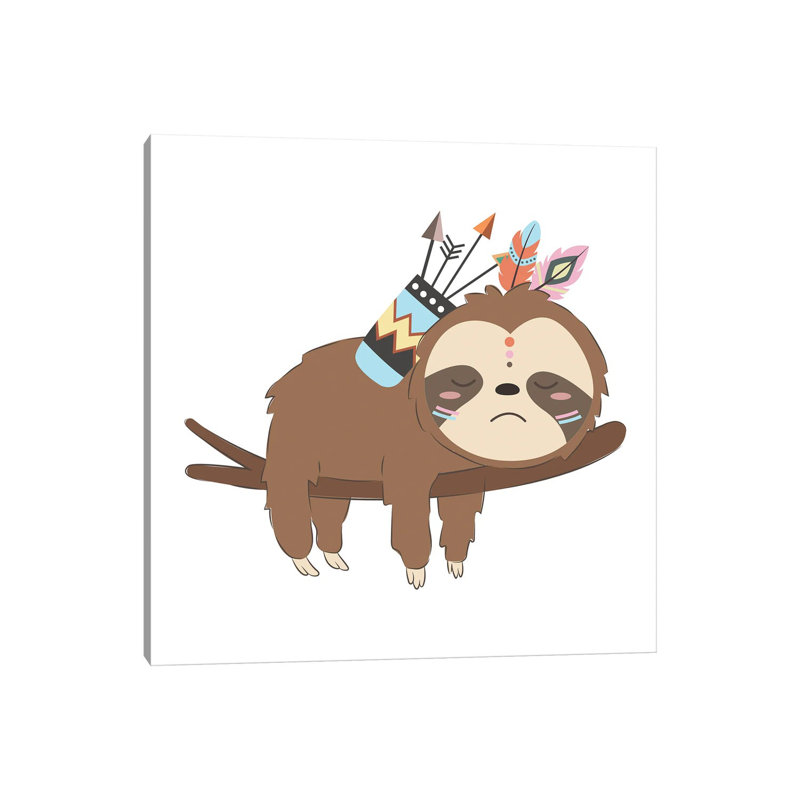 Adorable Baby Sloth Illustration by Art Mirano - Wrapped Canvas Print, 66.04cm H x 66.04cm W x 1.905cm W