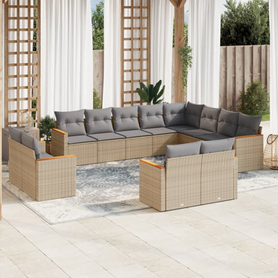  Ensemble de canapé de jardin modulaire en PE rotin beige