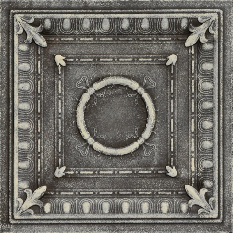 Tuile de plafond en polystyrène à collage romane 1,6 pi x 1,6 pi Romanesque Wreath, Brun / beige